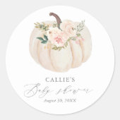 Floral Greenery Pumpkin Baby shower Ronde Sticker (Voorkant)