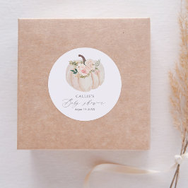 Floral Greenery Pumpkin Baby shower Ronde Sticker