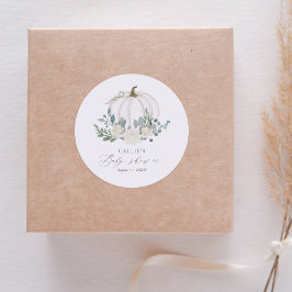 Floral Greenery Pumpkin Baby shower Ronde Sticker