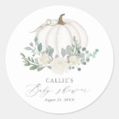 Floral Greenery Pumpkin Baby shower Ronde Sticker (Voorkant)