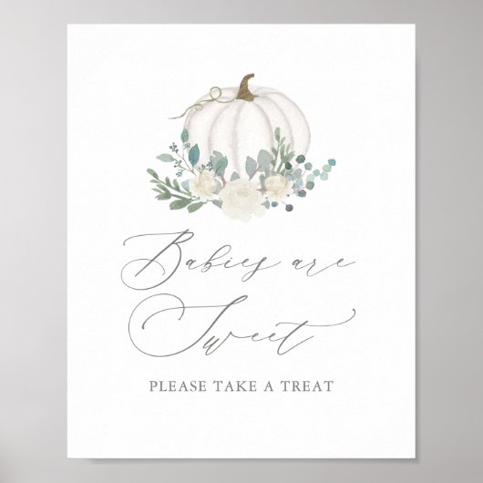 Floral Greenery Pumpkin Baby shower TreSign Poster (Voorkant)