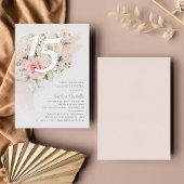 Floral Greenery Quinceanera 15th Birthday Silver Folie Uitnodiging