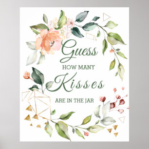 Floral Greenery raden hoeveel Kisses Game Poster