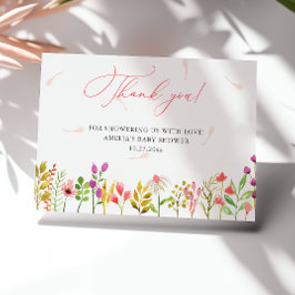 Floral Greenery Rustic Baby Shower Bedankkaart