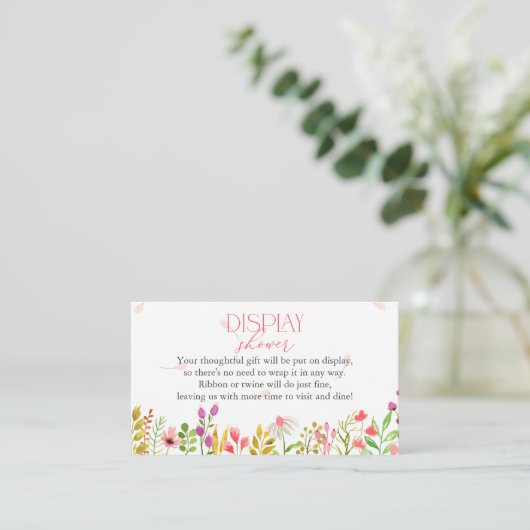 Floral Greenery Rustic Baby Shower Display Shower Informatiekaartje (Staand voorkant)