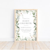 Floral Greenery Rustic Baby shower Welkom Poster