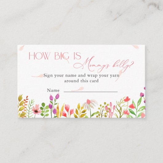 Floral Greenery Rustic How Big is Mommy’s belly Informatiekaartje (Voorkant)