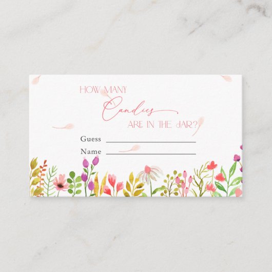 Floral Greenery Rustic How many Candies Informatiekaartje (Voorkant)