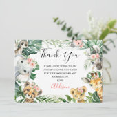 Floral Greenery Safari Baby shower Dank je wel Kaart (Staand voorkant)