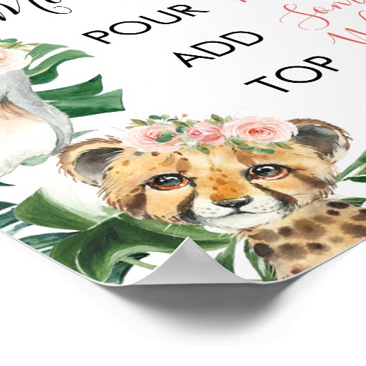 Floral Greenery Safari Baby shower Mam-osa Sign Poster (Hoek)
