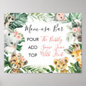 Floral Greenery Safari Baby shower Mam-osa Sign Poster (Voorkant)