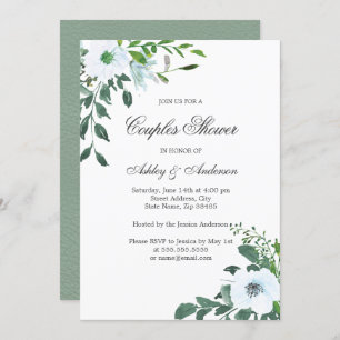 Floral Greenery Summer Couples Shower Kaart