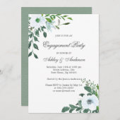 Floral Greenery Summer Engagement Party Kaart (Voorkant / Achterkant)