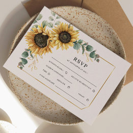 Floral Greenery Sunflower Wedding RSVP Kaartje