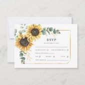 Floral Greenery Sunflower Wedding RSVP Kaartje (Voorkant)
