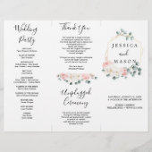 Floral Greenery Tri-Fold Wedding Programme Flyer (Voorkant)
