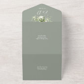 Floral Greenery Typografie Sage Green Wedding All In One Uitnodiging (Buitenkant)