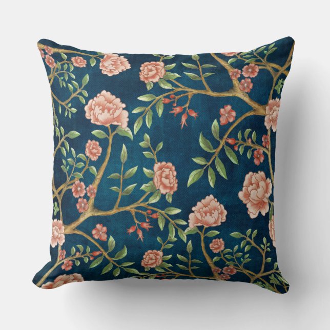 Floral Greenery van Navy Blush Pink Kussen (Voorkant)