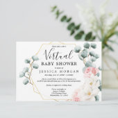 Floral Greenery Virtual Baby shower Invitation Kaart (Staand voorkant)