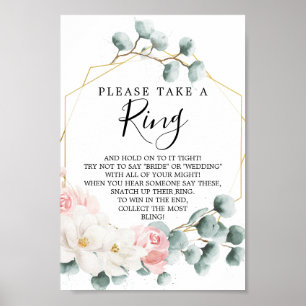 Floral Greenery Vrijgezellenfeest Ring Game Poster