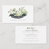 Floral Greenery Waterverf Aangepast lint Visitekaartje (Voorkant / Achterkant)