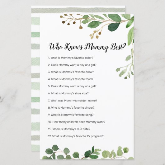 Floral Greenery Waterverf die mama het beste kent (Voorkant / Achterkant)