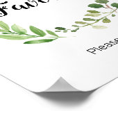 Floral Greenery Waterverf Favor Sign Poster (Hoek)