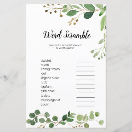 Floral Greenery Waterverf Word Scramble Game