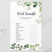 Floral Greenery Waterverf Word Scramble Game (Voorkant)