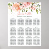 Floral, greenery Wedding 12 Tables Seating Chart Poster (Voorkant)