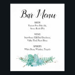Floral Greenery Wedding Bar Menu Drink Sign Poster<br><div class="desc">Dit elegante teken van het barmenu,  met het is succulent groen en de combinatie manuscript en blokdoopvonten,  is perfect om aan het gebied van drinken toe te voegen om uw gasten te laten weten welke drinken tijdens de ontvangst beschikbaar zijn.</div>
