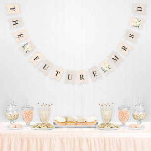 Floral Greenery Wedding Future Mrs Peach Beige Vlaggetjes