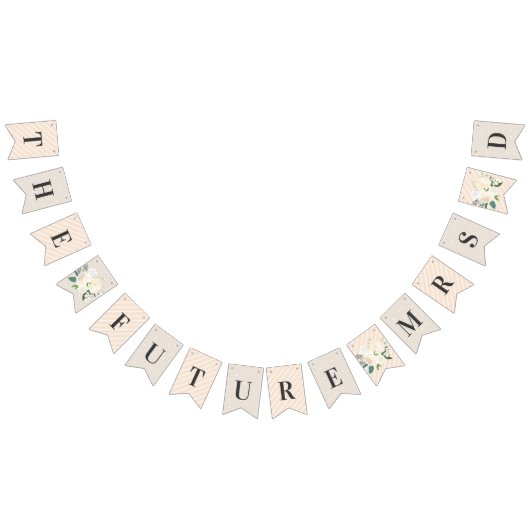 Floral Greenery Wedding Future Mrs Peach Beige Vlaggetjes (Alle)