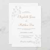 Floral Greenery Wedding Invitation Kaart (Voorkant / Achterkant)