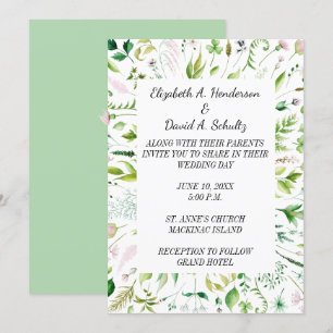 Floral Greenery Wedding Invitation Kaart