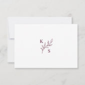 Floral Greenery Wedding Monogram Minimalistisch RSVP Kaartje (Achterkant)