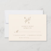 Floral Greenery Wedding Monogram Minimalistisch RSVP Kaartje (Voorkant)