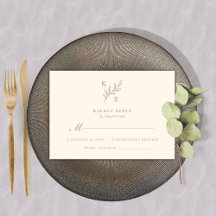 Floral Greenery Wedding Monogram Minimalistisch