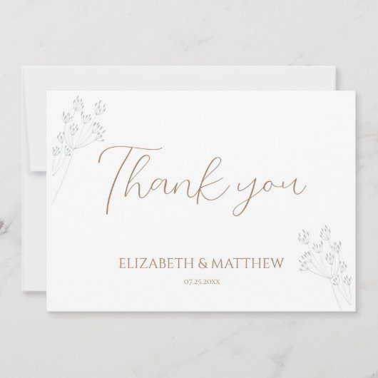 Floral Greenery Wedding Thank You Card Bedankkaart (Voorkant)