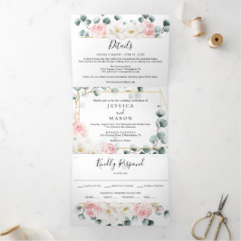 Floral Greenery Wedding Tri-Fold Uitnodigingen