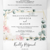 Floral Greenery Wedding Tri-Fold Uitnodigingen (Binnenkant midden)