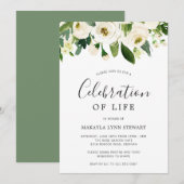 Floral Greenery White Roses Celebration of Life Kaart (Voorkant / Achterkant)