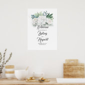 Floral Greenery White Wedding Welcome Sign Poster (Keuken)