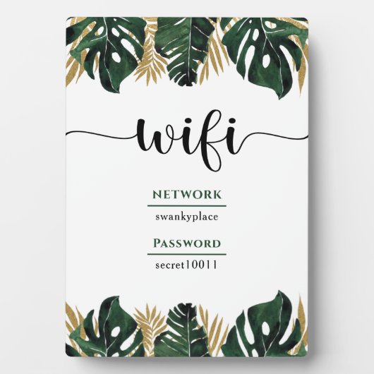 Floral Greenery Wifi Password Business Fotoplaat (voorkant)