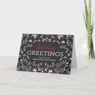 Floral Greetings Business Holiday Greeting Card Feestdagen Kaart