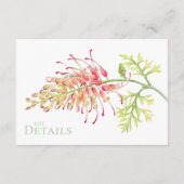Floral Grevillea Loopy Lou art bruiloft details Informatiekaartje (Achterkant)