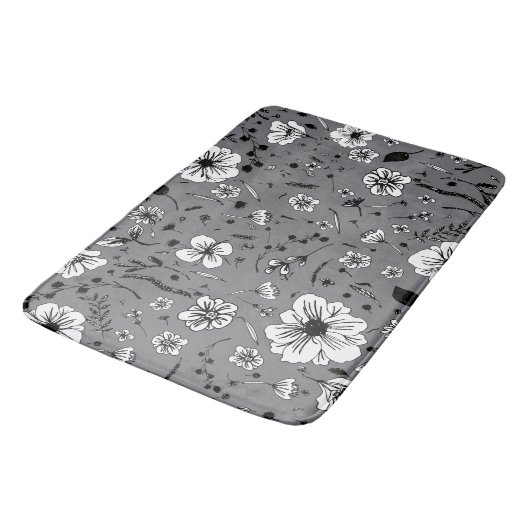 Floral Grey Badmat (Gekanteld)