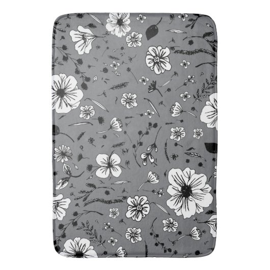 Floral Grey Badmat (Voorkant Verticaal)