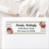 Floral Grey Chevrons Rozen Retouradres Etiket (Insitu)