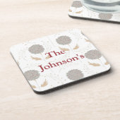 Floral Grey en Bourgondië Drankjes Onderzetter (Linkerzijde)